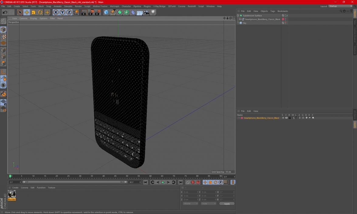 3D model Smartphone BlackBerry Classic Black