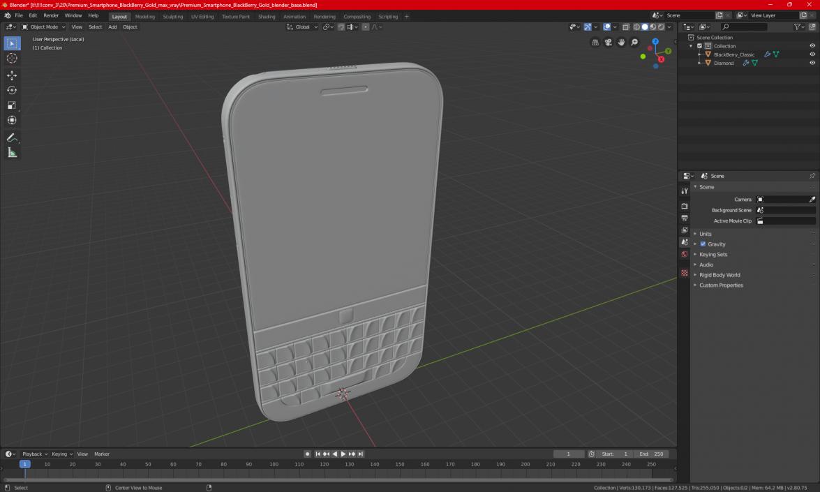 3D model Smartphone BlackBerry Classic Black