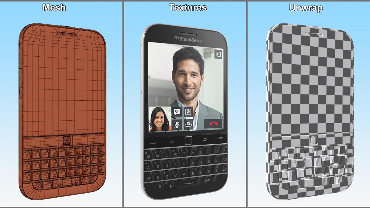 3D model Smartphone BlackBerry Classic Black