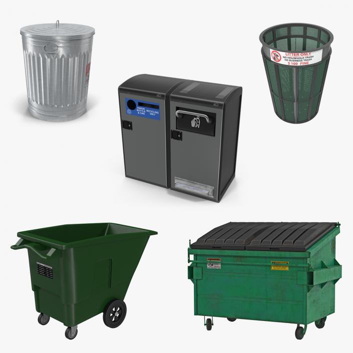 3D model Public Garbage Cans Collection