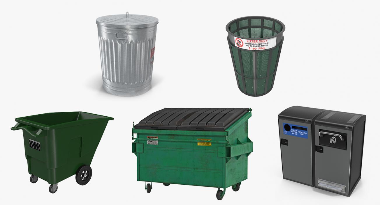 3D model Public Garbage Cans Collection