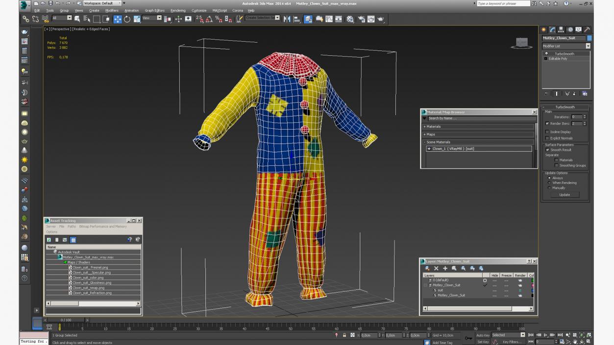 Motley Clown Suit 3D