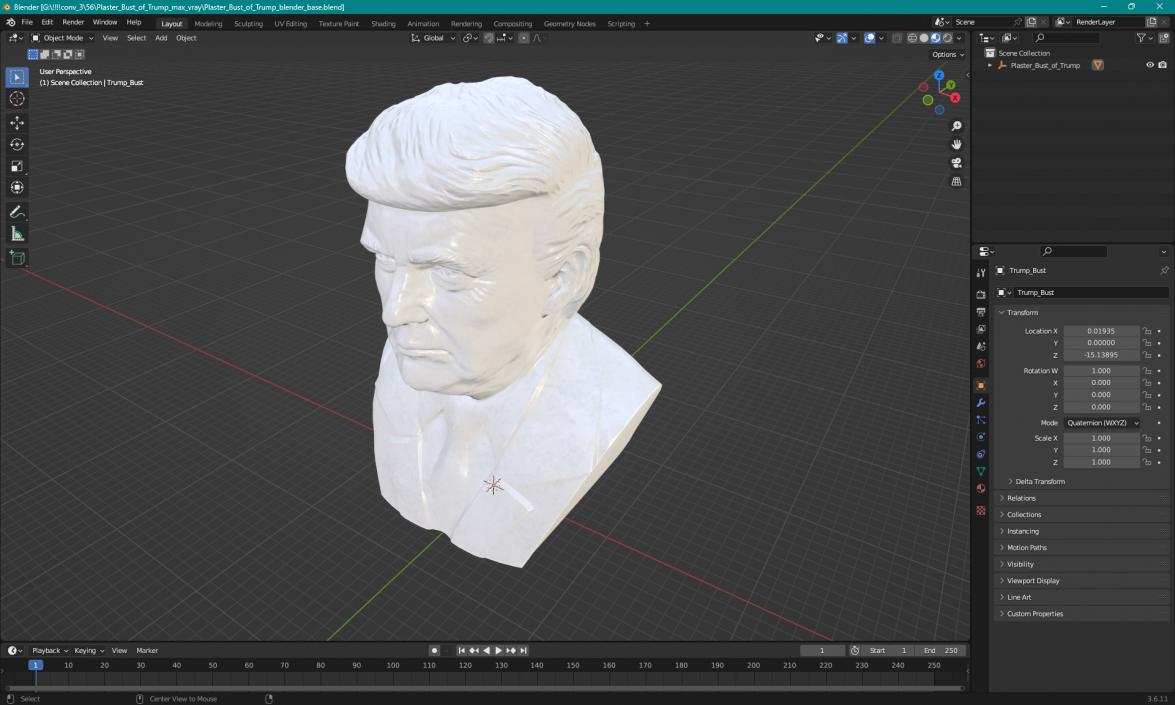 3D Plaster Bust of Trump