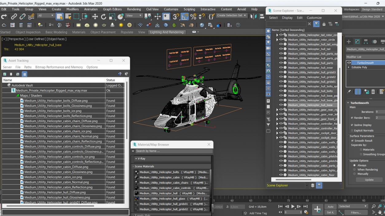 Medium Private Helicopter Rigged 3D