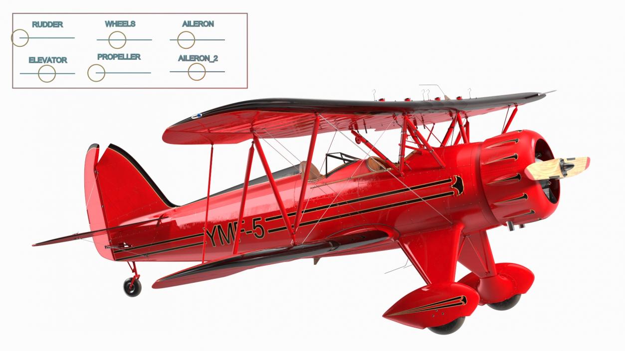 Spirit of 30A Coastal Biplane YMF-5 Rigged 3D