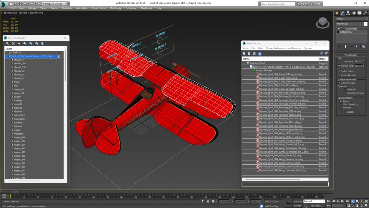 Spirit of 30A Coastal Biplane YMF-5 Rigged 3D