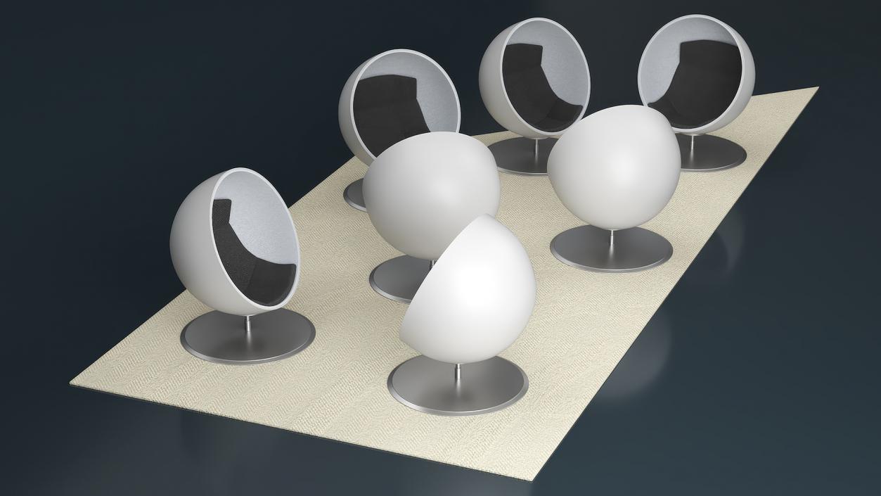 3D Ball Chairs on Rug model