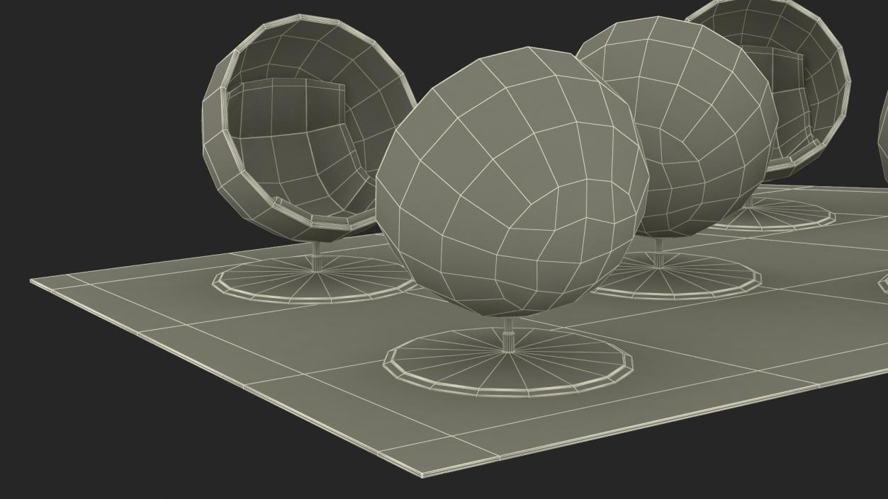 3D Ball Chairs on Rug model