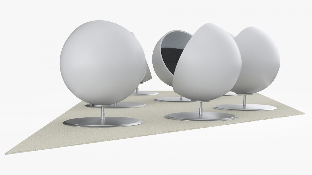 3D Ball Chairs on Rug model