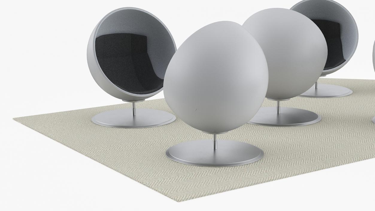 3D Ball Chairs on Rug model