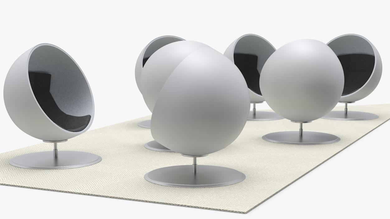 3D Ball Chairs on Rug model