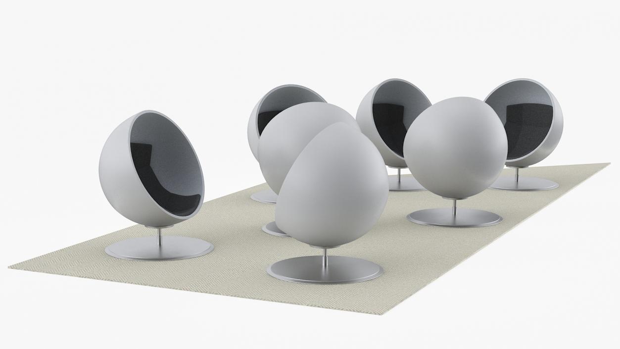 3D Ball Chairs on Rug model