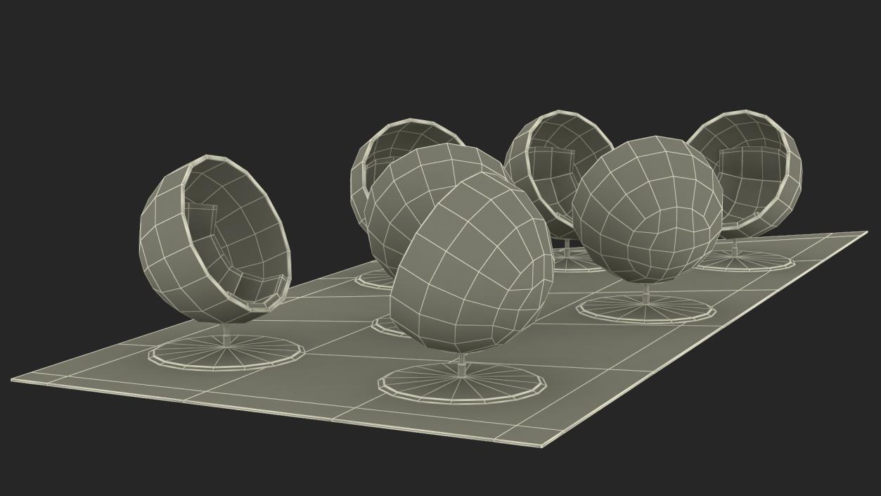 3D Ball Chairs on Rug model