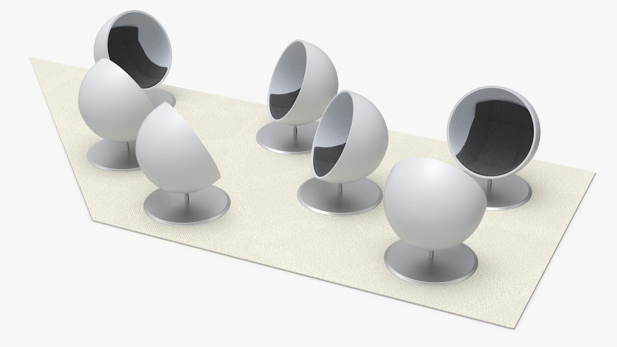 3D Ball Chairs on Rug model