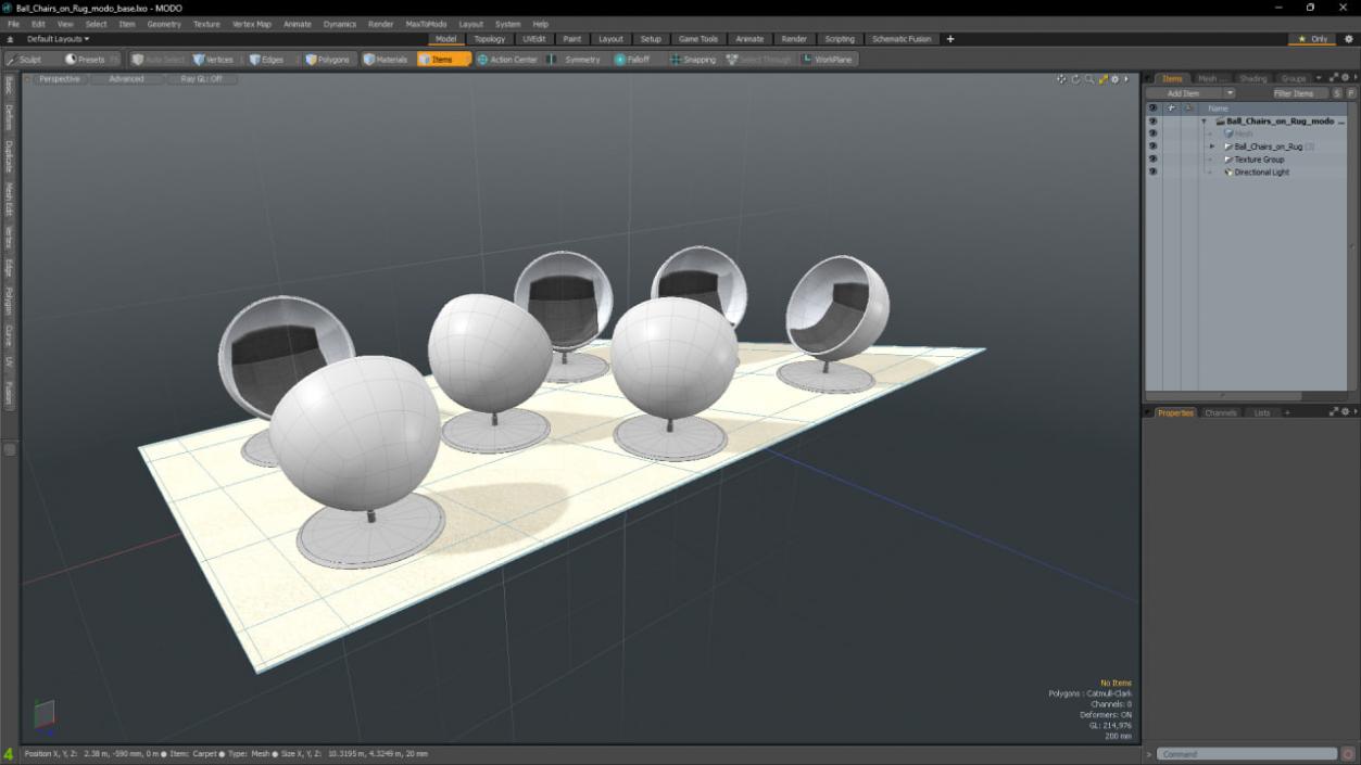 3D Ball Chairs on Rug model