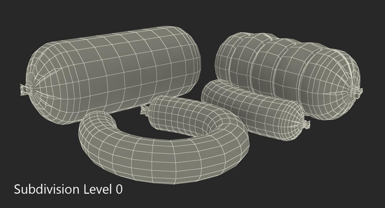 Assorted Beef Salami Sausages 3D model