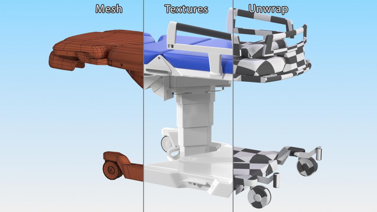 3D model Bed for Birth Blue Rigged