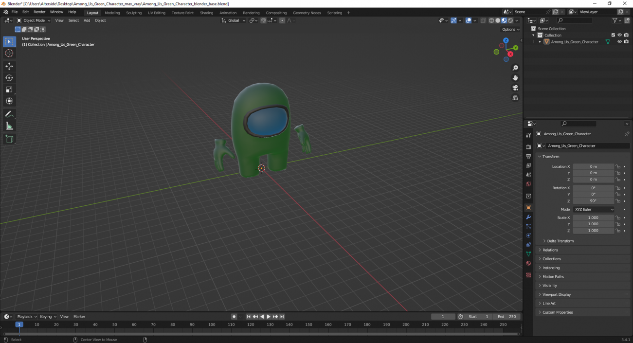 Among Us Green Character 3D model