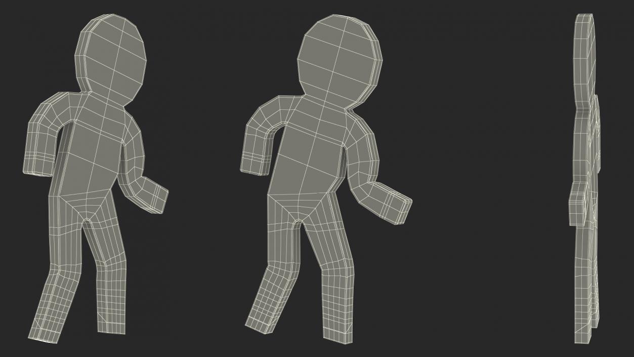 Plastic Stickman Walk Pose White 3D