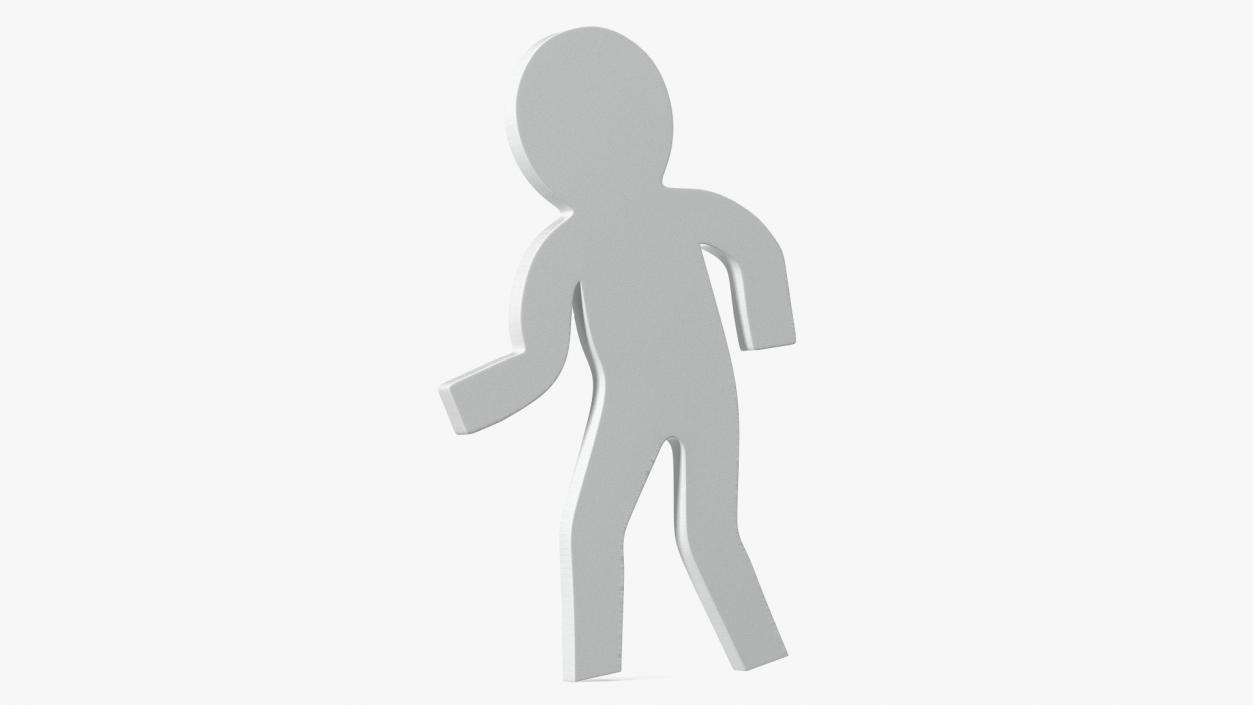 Plastic Stickman Walk Pose White 3D