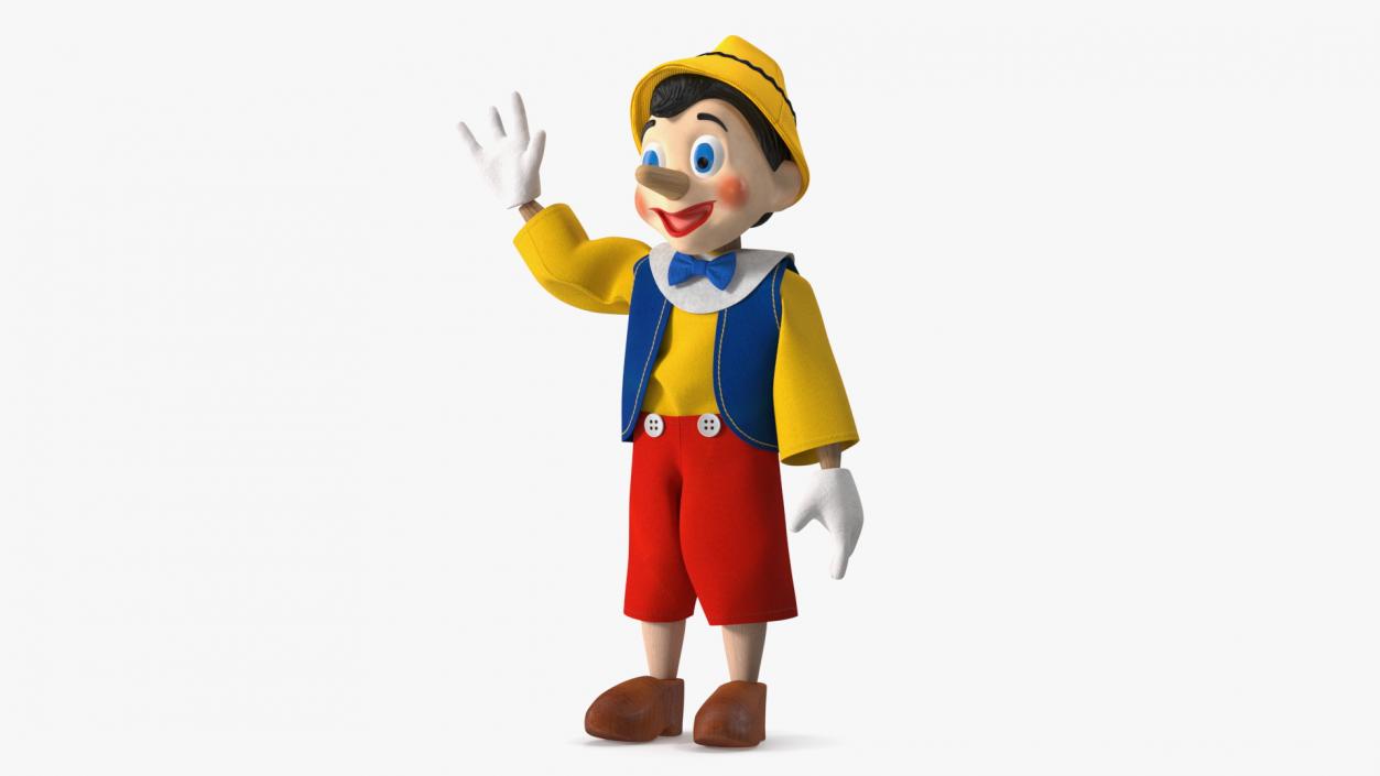 3D model Pinnochio Cartoon Character Waving Hello