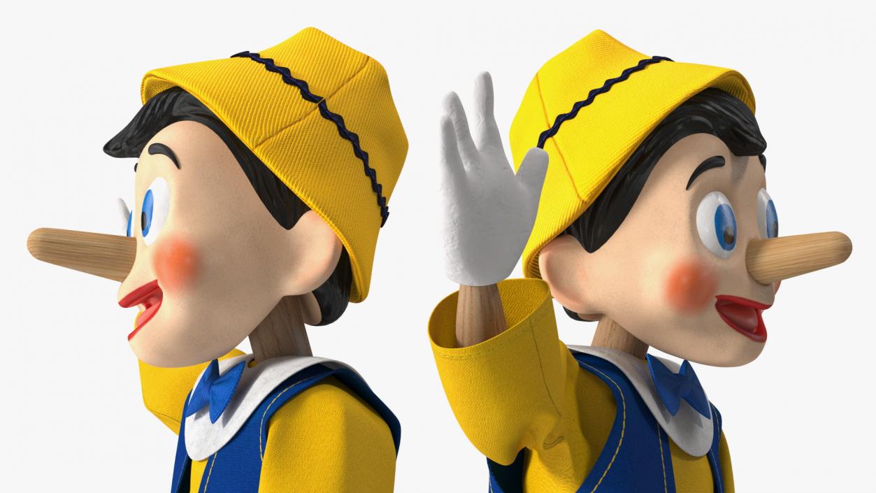 3D model Pinnochio Cartoon Character Waving Hello