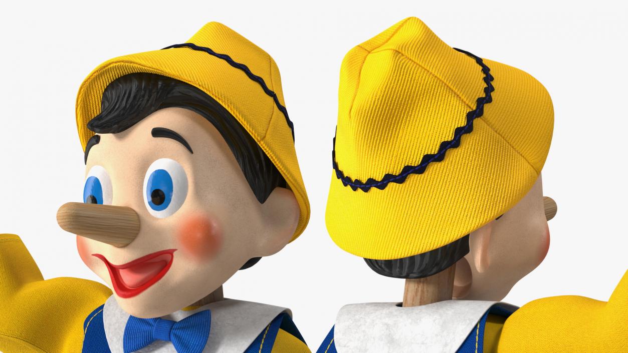 3D model Pinnochio Cartoon Character Waving Hello