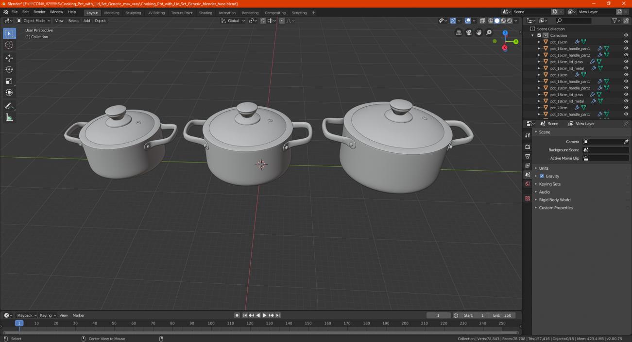 Cooking Pot with Lid Set Generic 3D