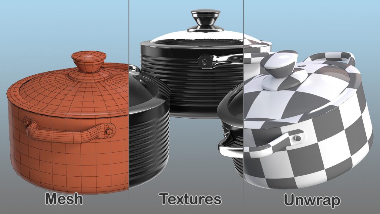 Cooking Pot with Lid Set Generic 3D