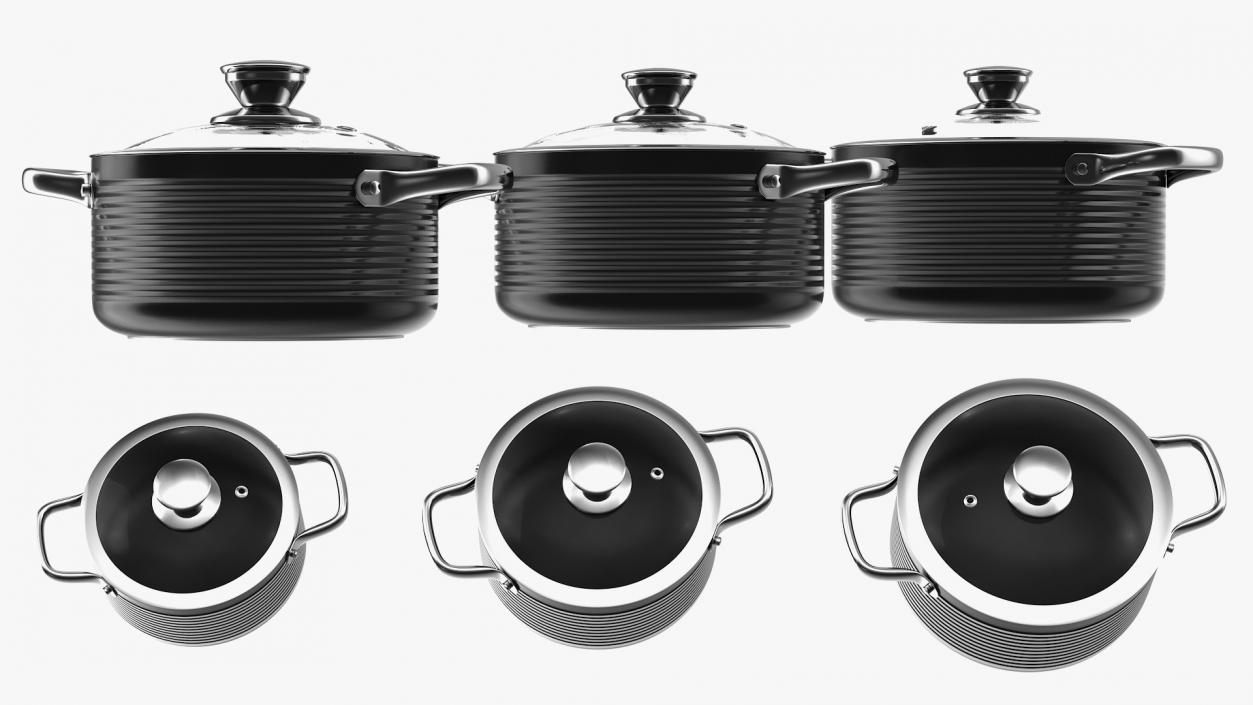 Cooking Pot with Lid Set Generic 3D