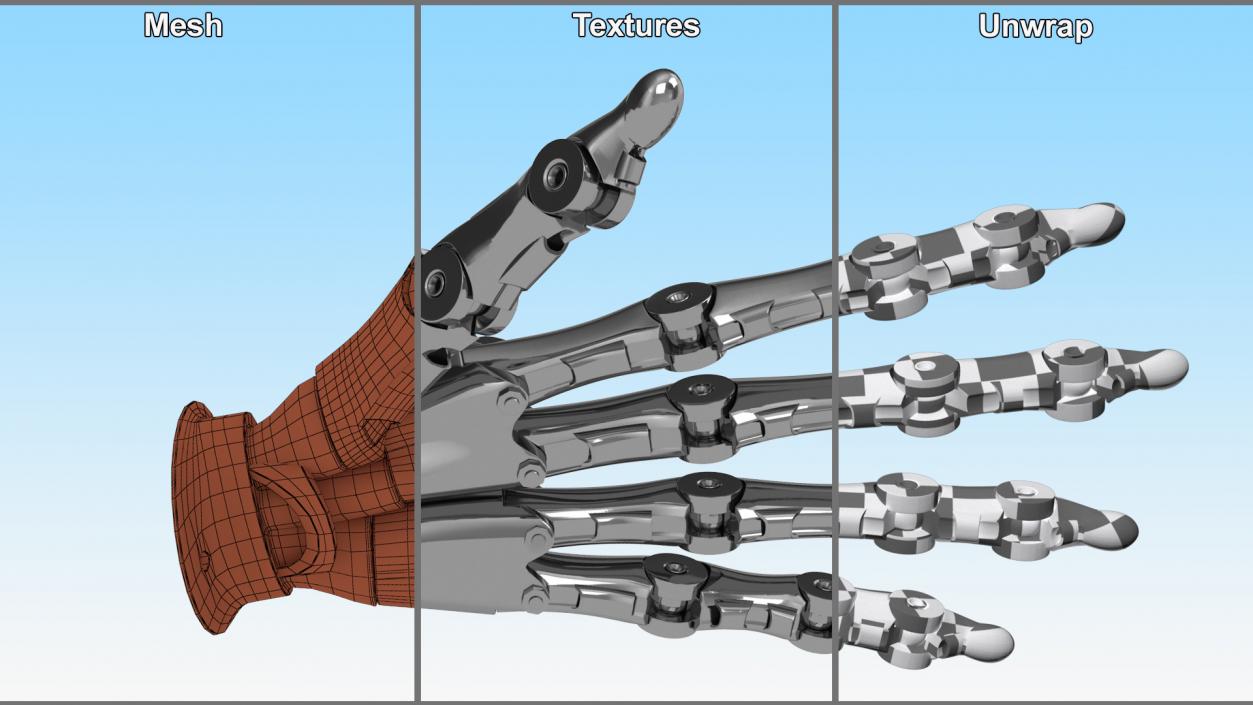 3D model Robotic Arm Silver Rigged