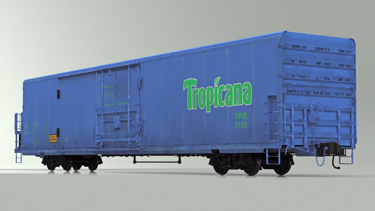 3D model Tropicana Refrigerated Boxcar Train