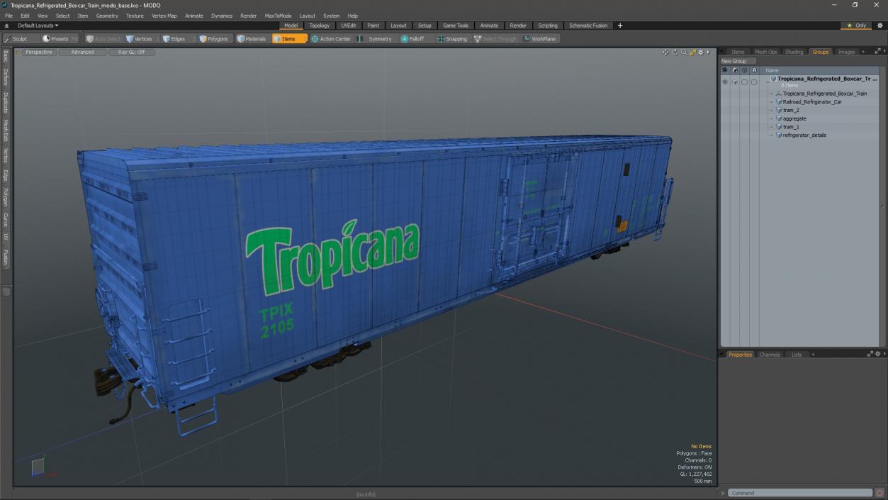 3D model Tropicana Refrigerated Boxcar Train