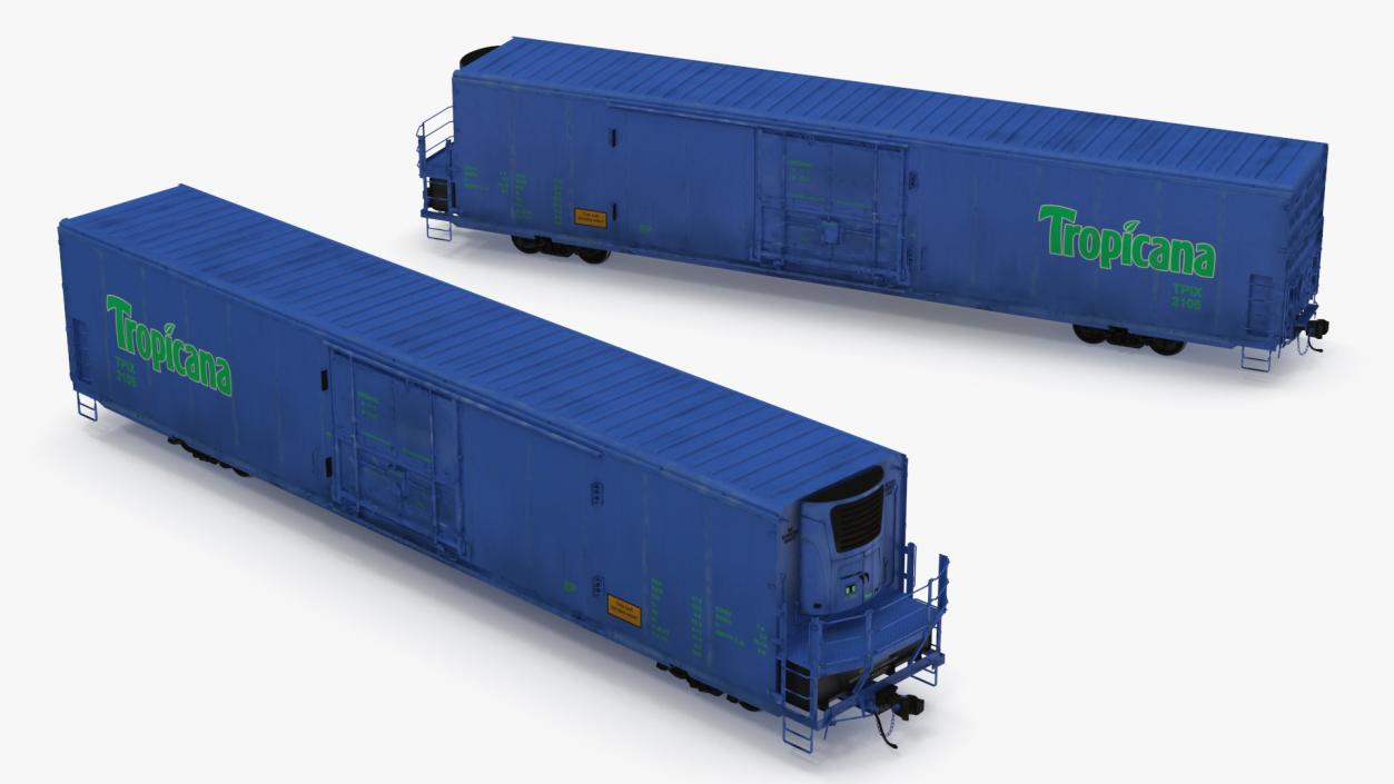 3D model Tropicana Refrigerated Boxcar Train