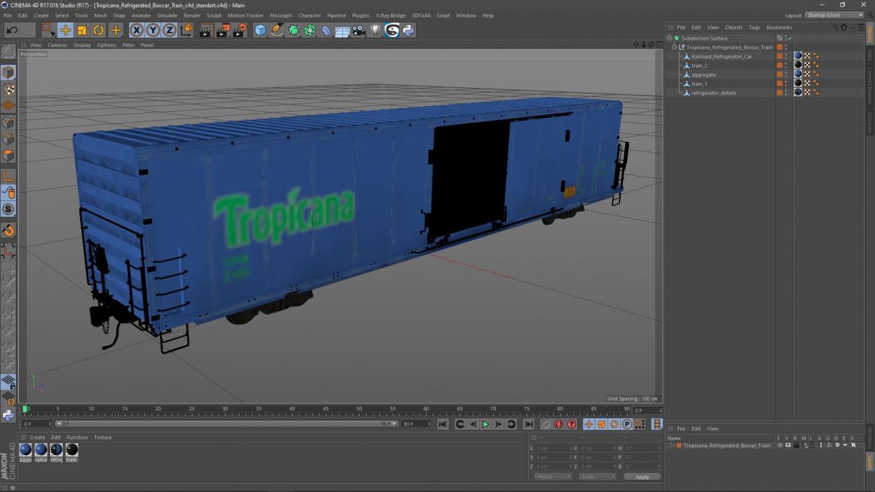 3D model Tropicana Refrigerated Boxcar Train