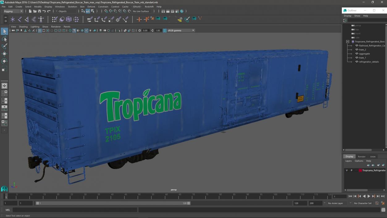 3D model Tropicana Refrigerated Boxcar Train