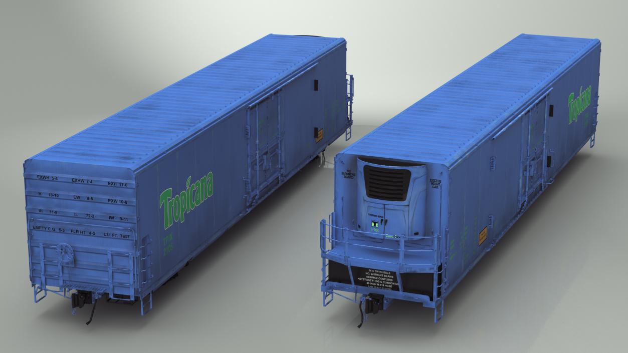 3D model Tropicana Refrigerated Boxcar Train