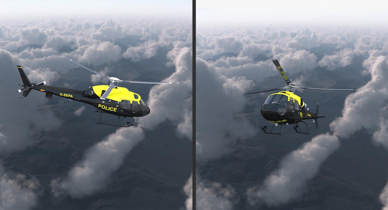 3D Police Helicopters Rigged Collection