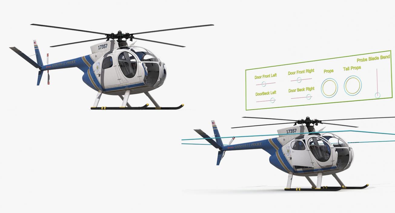 3D Police Helicopters Rigged Collection