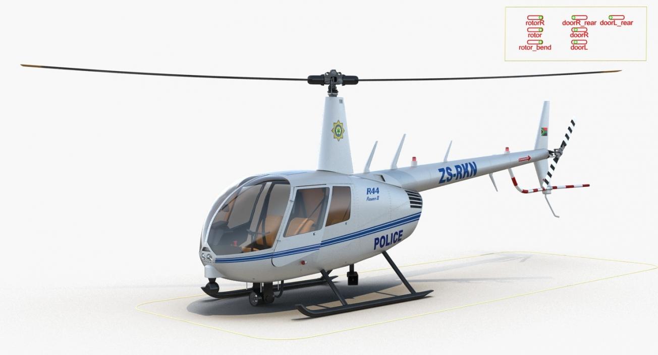 3D Police Helicopters Rigged Collection