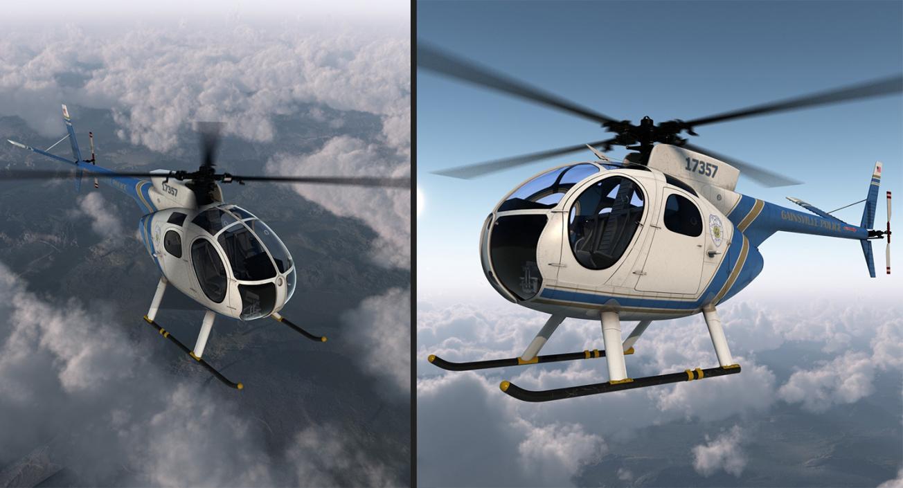 3D Police Helicopters Rigged Collection