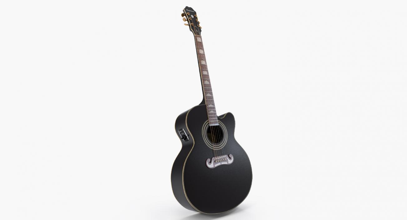 Electro Acoustic Guitar Black 3D model