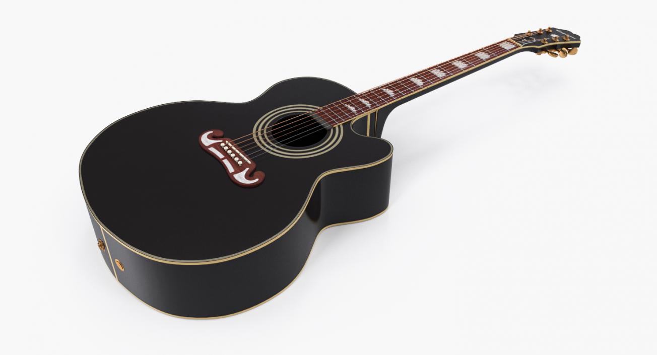 Electro Acoustic Guitar Black 3D model