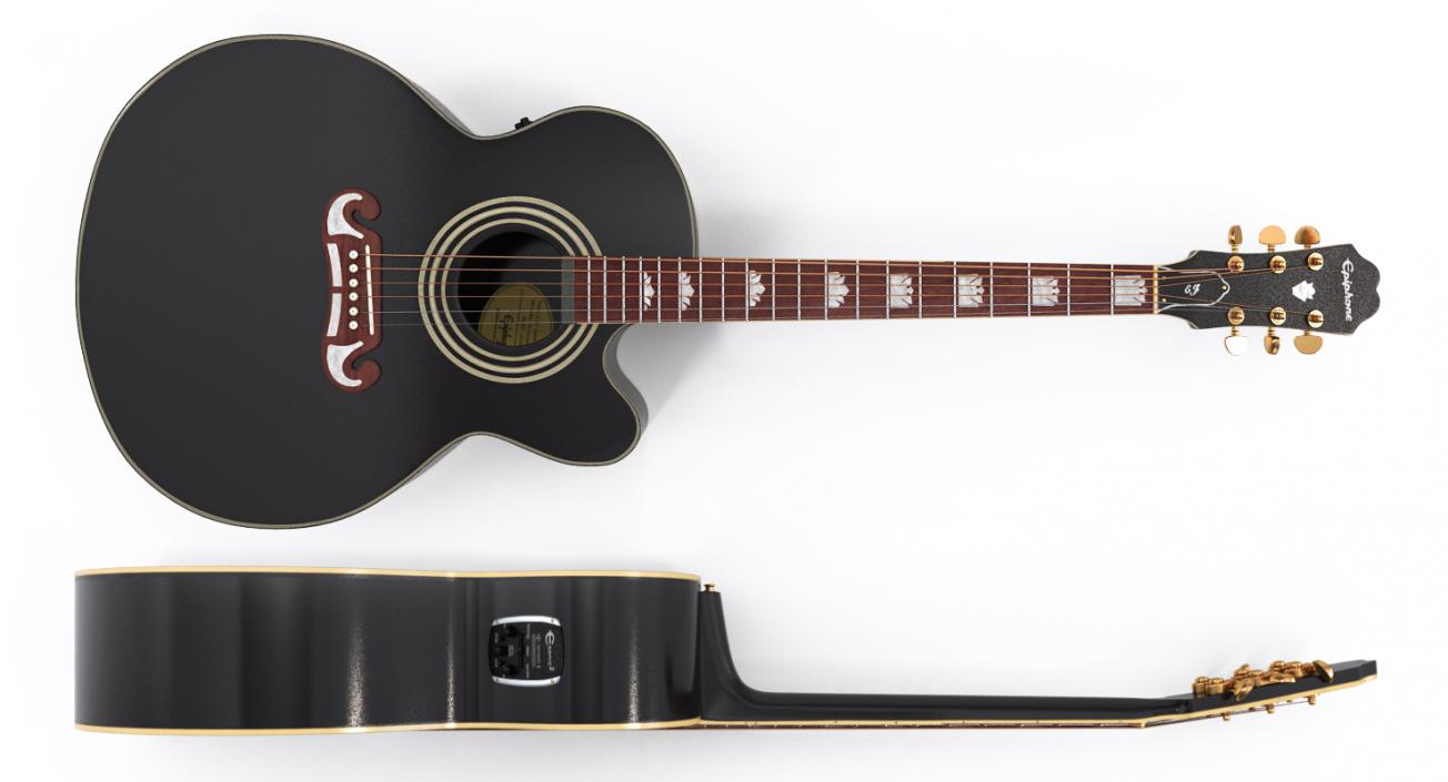 Electro Acoustic Guitar Black 3D model