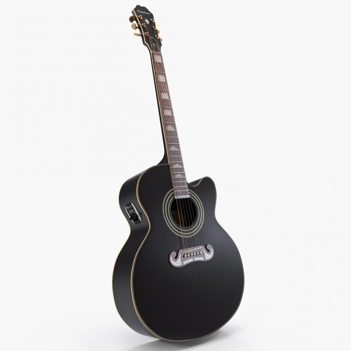 Electro Acoustic Guitar Black 3D model