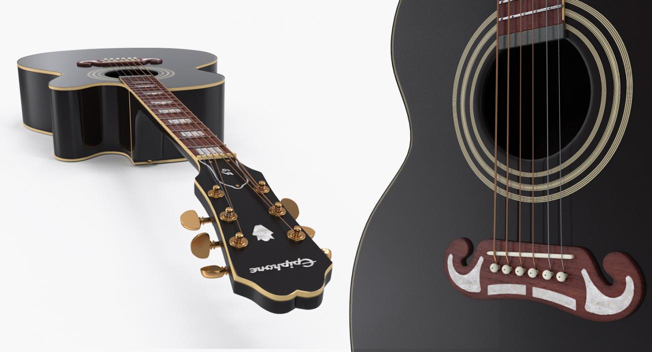 Electro Acoustic Guitar Black 3D model