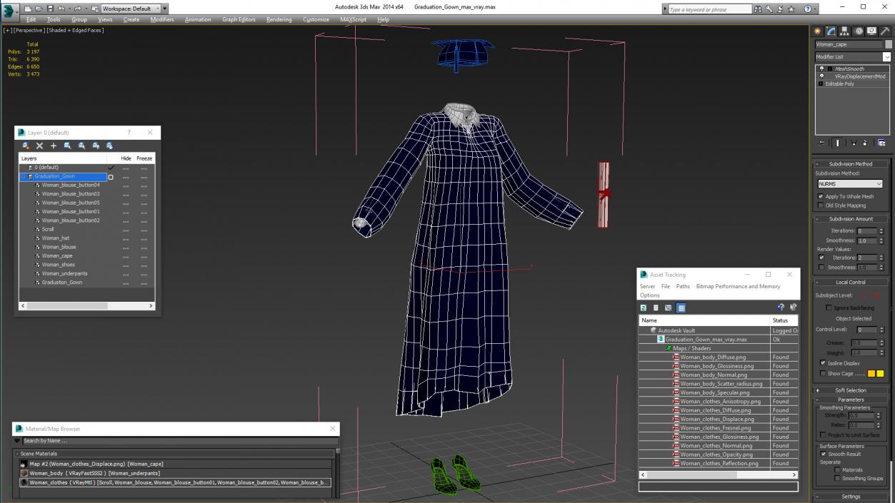 3D model Graduation Gown