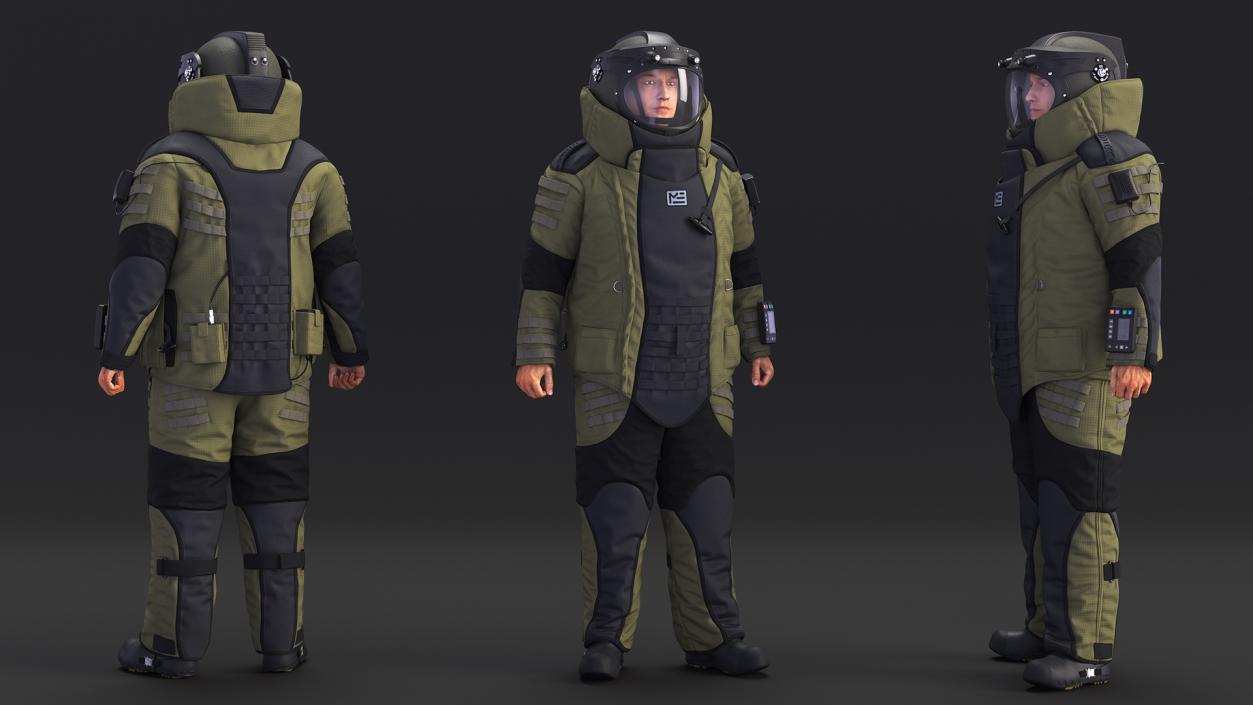 Man in EOD 10 Bomb Suit Stand Pose 3D model