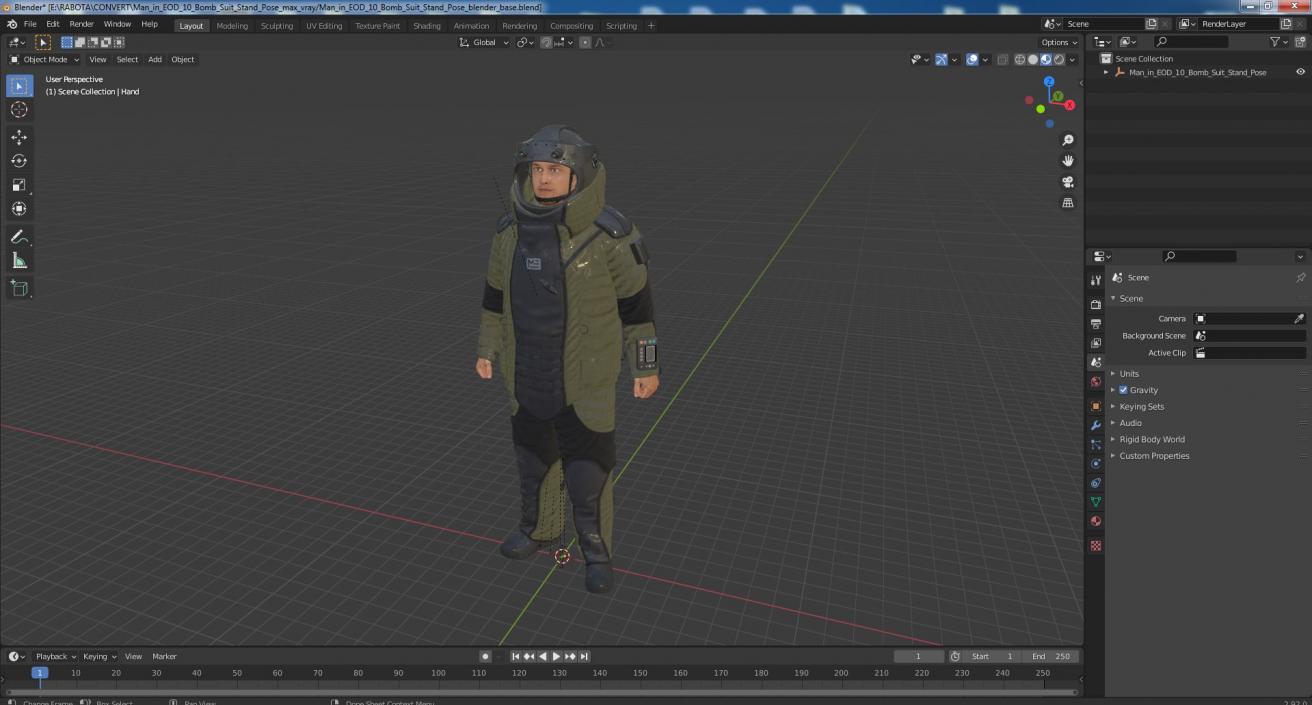 Man in EOD 10 Bomb Suit Stand Pose 3D model