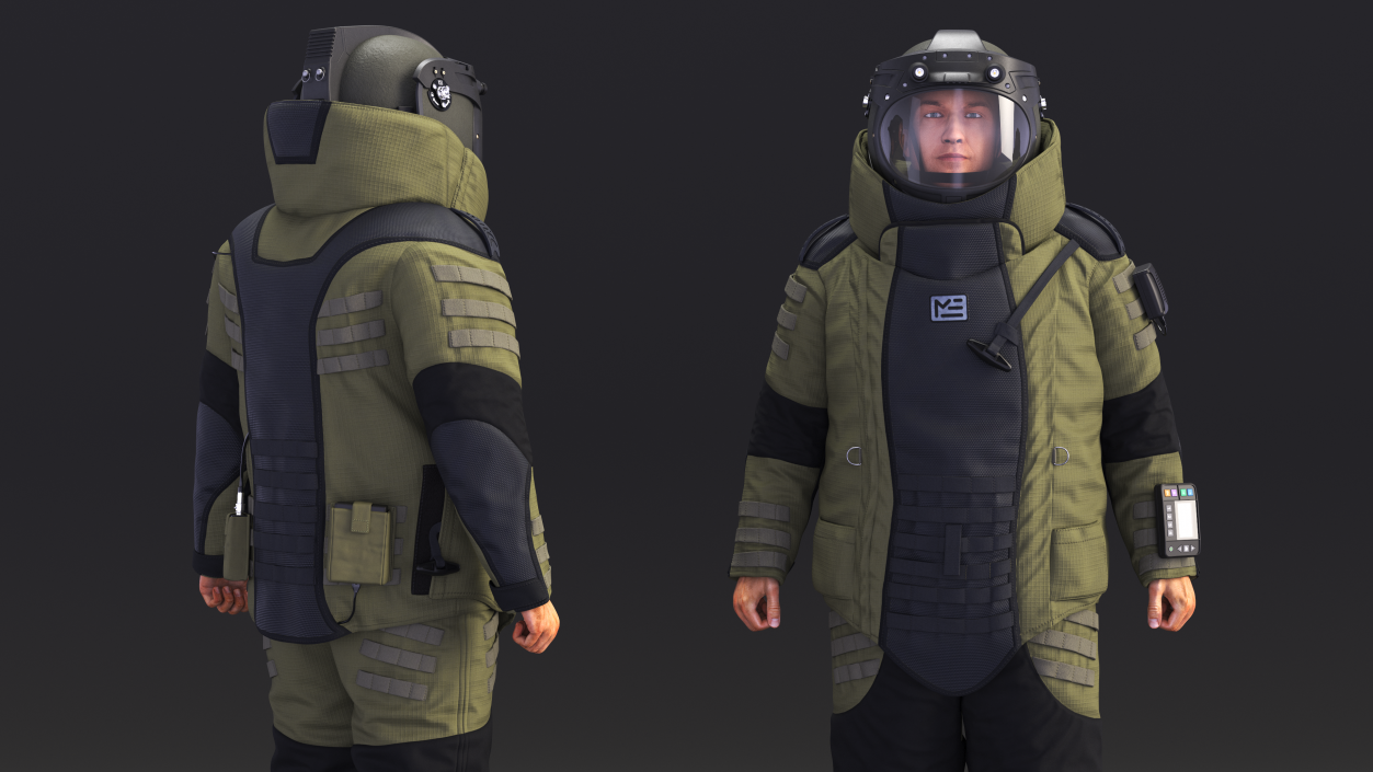 Man in EOD 10 Bomb Suit Stand Pose 3D model